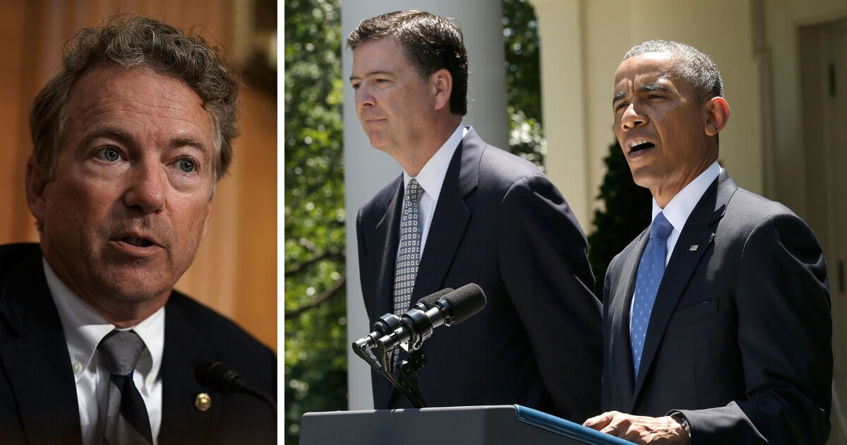 From left, Sen. Rand Paul, R-Ky., former FBI Director James Comey and former President Barack Obama.