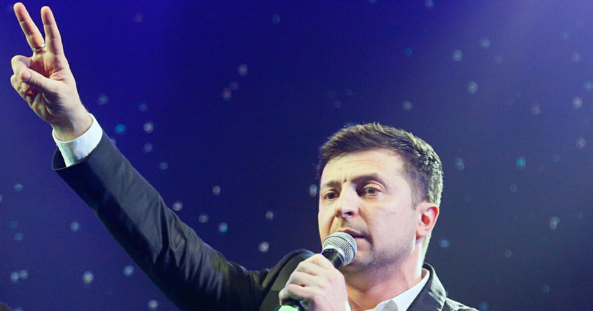 Ukrainian actor Volodymyr Zelenskiy, a candidate in the upcoming presidential election, hosts a show in Brovary, Ukraine, on Friday, March 29, 2019.