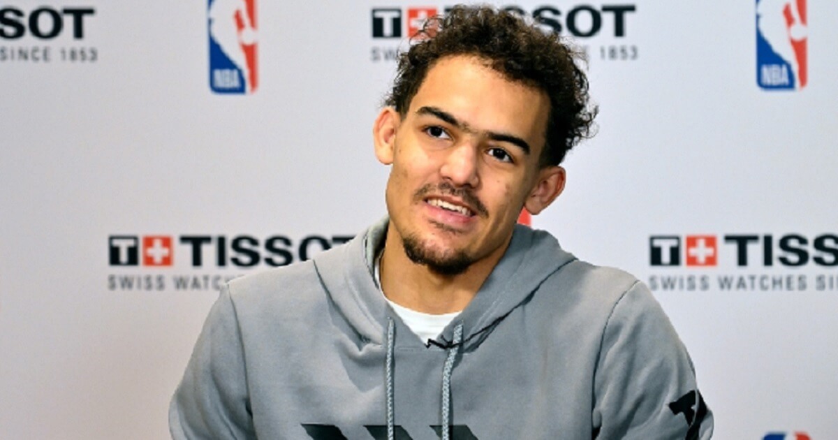 The Atlanta Hawks Trae Young talks to the media Feb. 16 during the NBA All-Star Weekend in Charlotte, North Carolina.