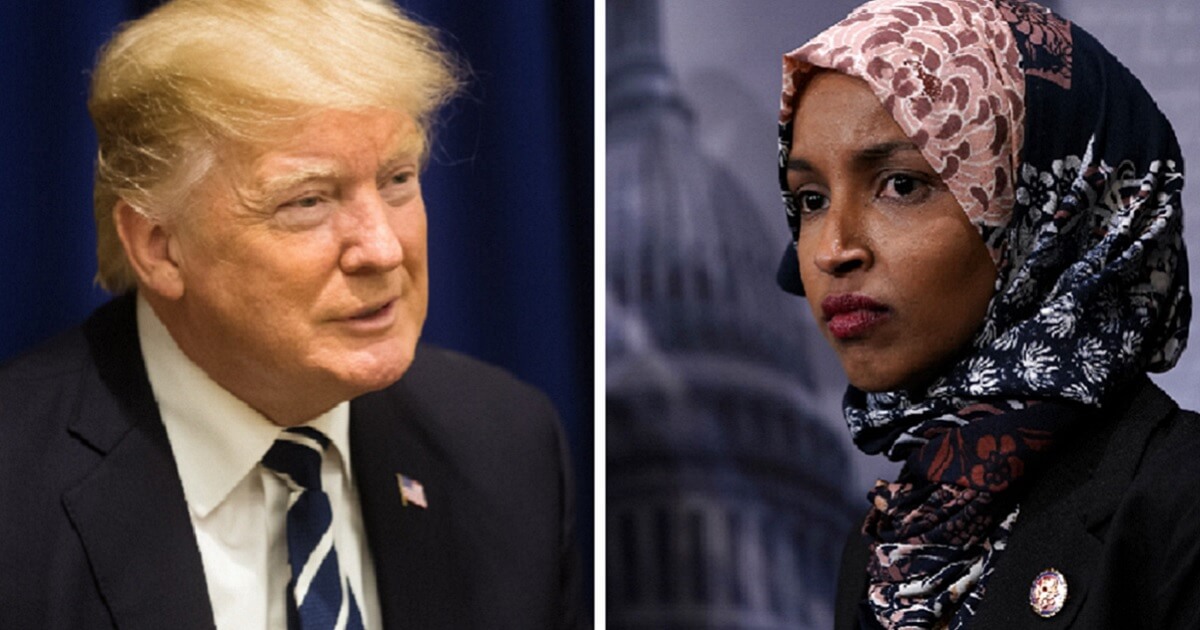 President Donald Trump, left; and Rep. Ilhan Omar, right.