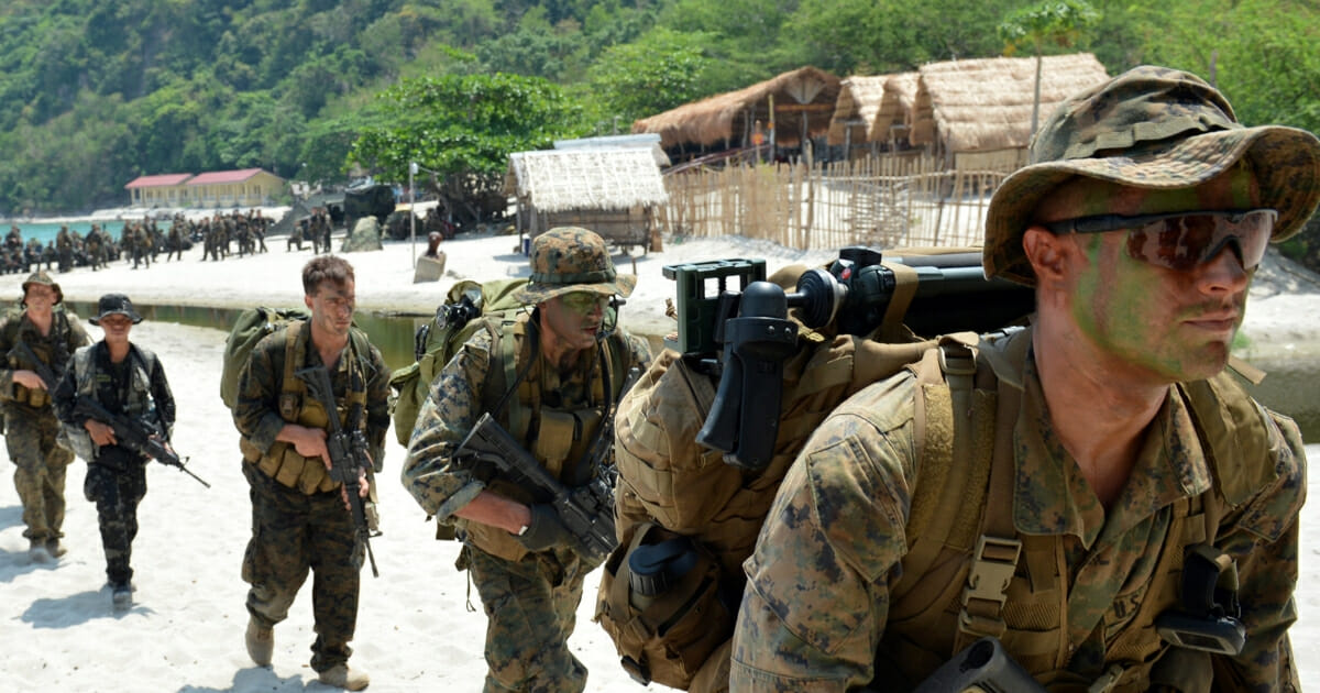 U.S. Marines simulate boat raids during an annual joint Philippine-U.S. military exercise, in Cavite province southwest of Manila, on April 15, 2013.