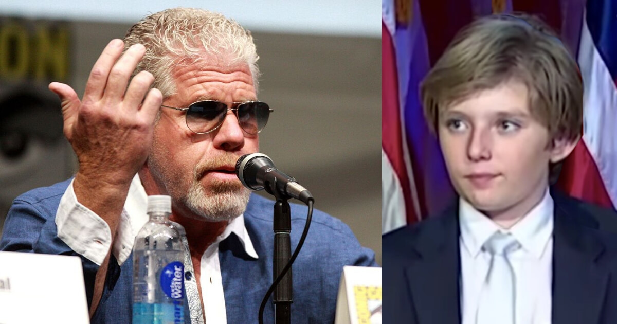 Actor Ron Perlman; Barron Trump.