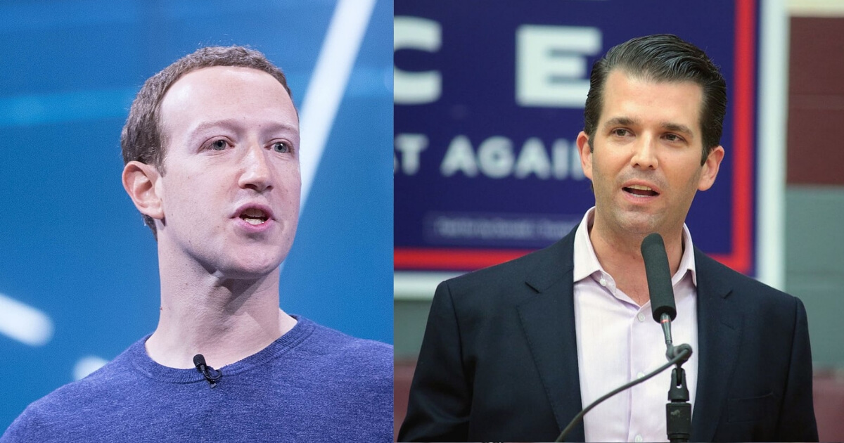 Facebook co-founder Mark Zuckerberg, left, and Donald Trump Jr., right.