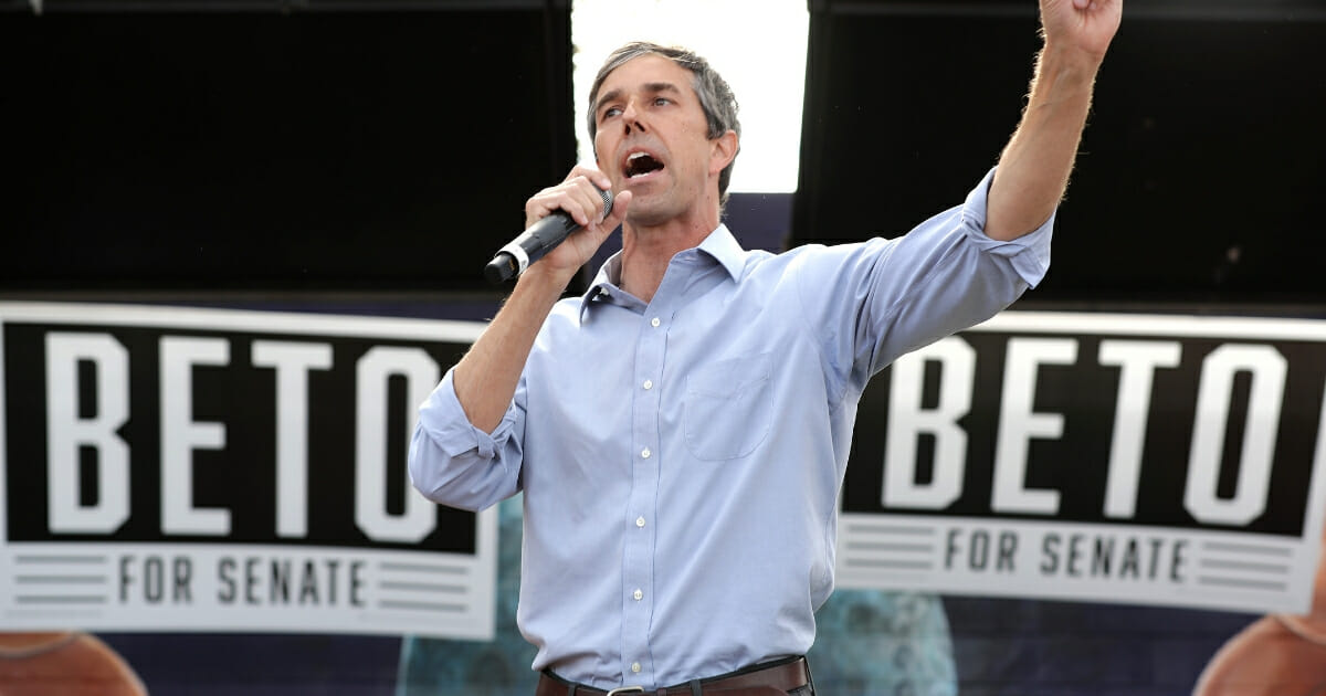 Beto O'Rourke addresses a campaign rally at the Pan American Neighborhood Park Nov. 4, 2018 in Austin, Texas.