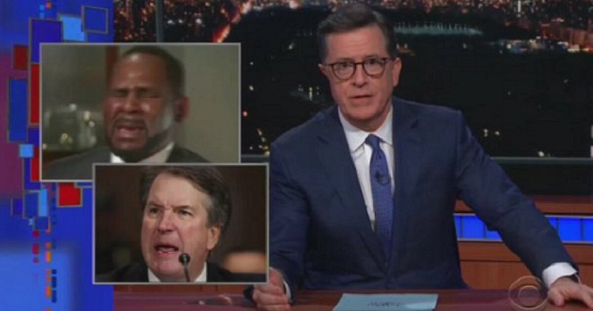"The Late Show" host Stephen Colbert compared Supreme Court Justice Brett Kavanaugh to rapper R. Kelly, a man accused of serial rapes.