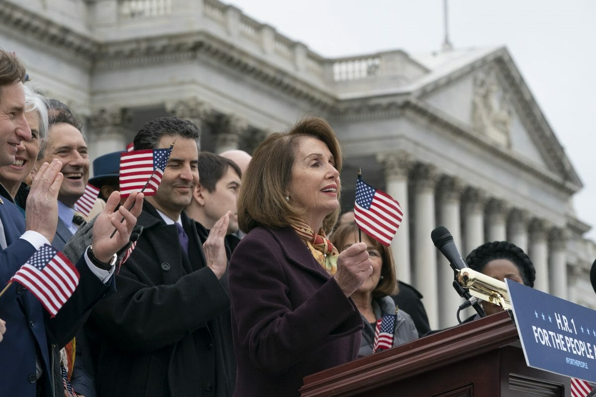 Speaker of the House Nancy Pelosi and House Democrats rally ahead of passage of H.R. 1.