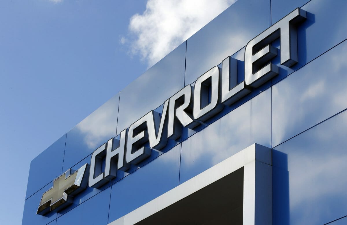 Chevrolet sign at a Chevrolet dealership in Richmond, Virginia.