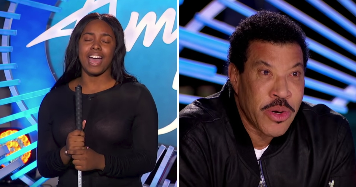 Girl singing, left, and Lionel Richie crying, right.
