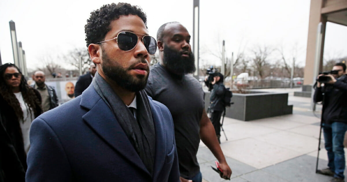 Jussie Smollett arrives at Leighton Criminal Courthouse on March 14, 2019, in Chicago, Illinois.