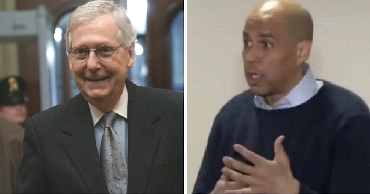 Senate Majority Leader Mitch McConnell, left; and Sen. Cory Booker, right.