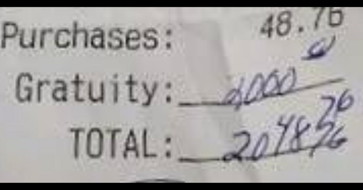 A receipt with a large tip.