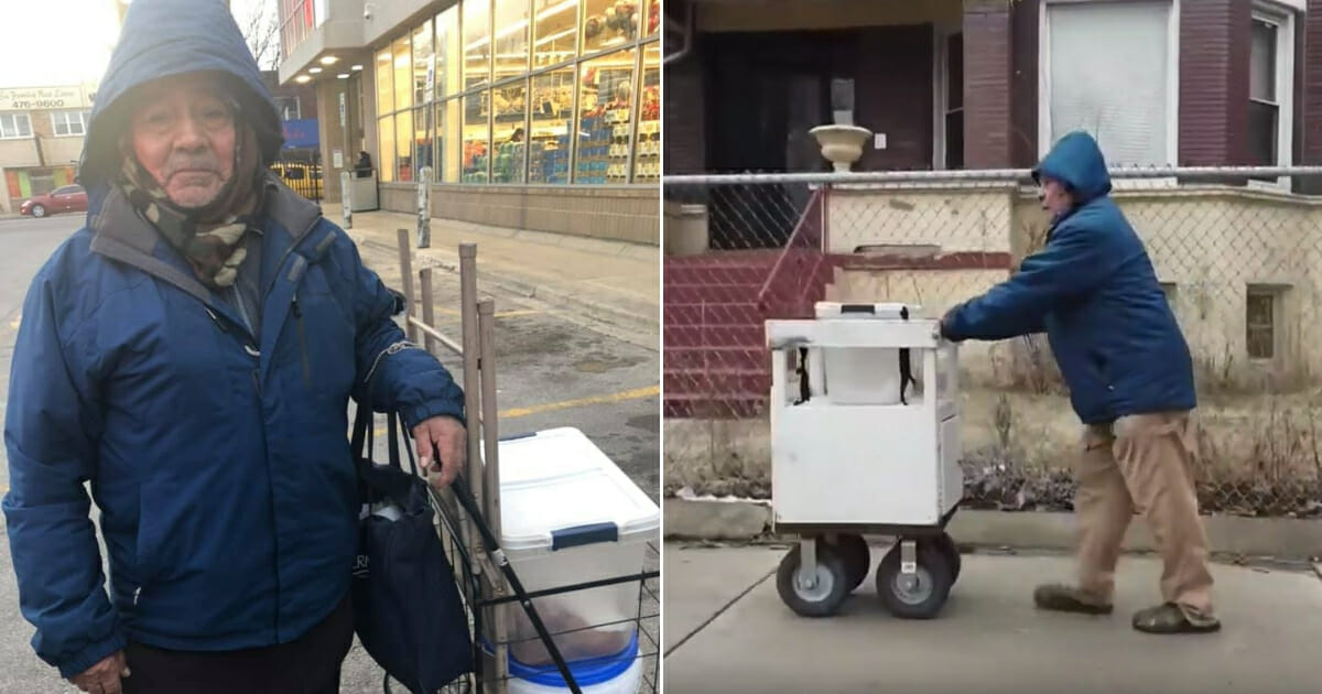 Man selling empanadas out of a cart