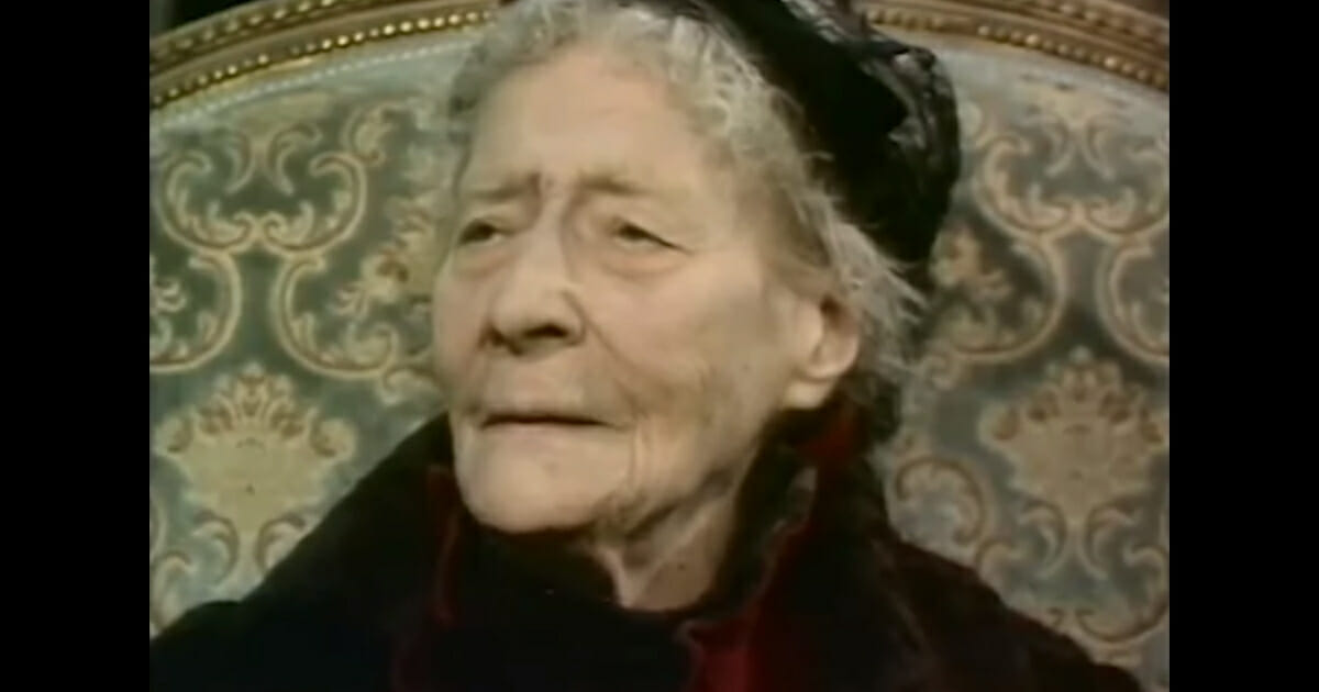 A 108-year-old woman being interviewed.