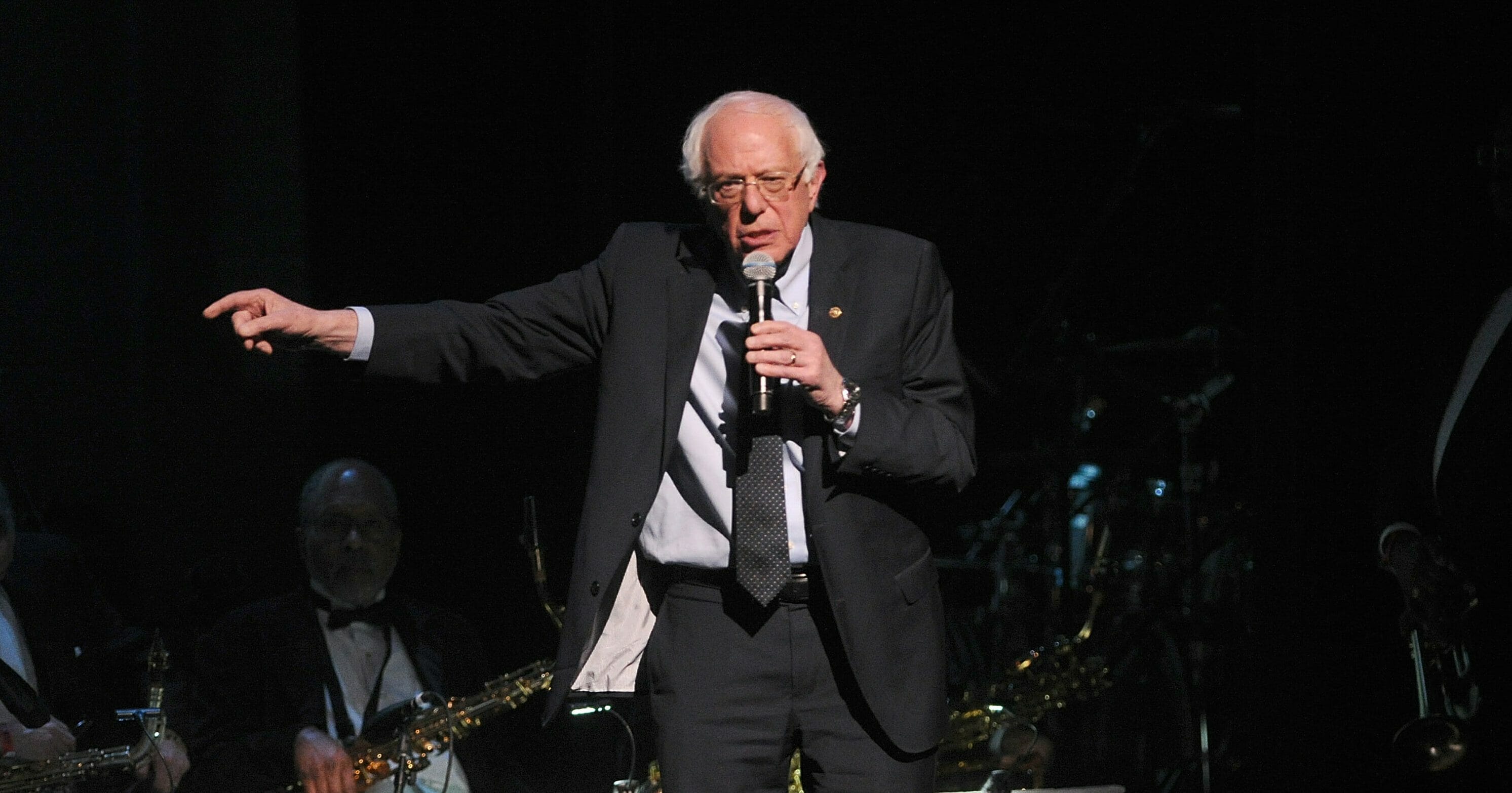2020 Democratic presidential candidate Bernie Sanders appears onstage at the Jazz Foundation of America's 17th annual "A Great Night In Harlem" concert at the Apollo Theater on Thursday, April 4, 2019, in New York.