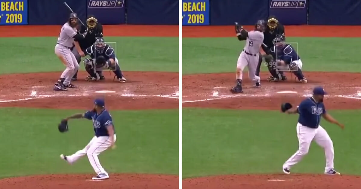 Tampa Bays reliever Jose Alvarado got the Rockies' Charlie Blackmon on a 99 miles per hour pitch that tailed down and inside across the plate