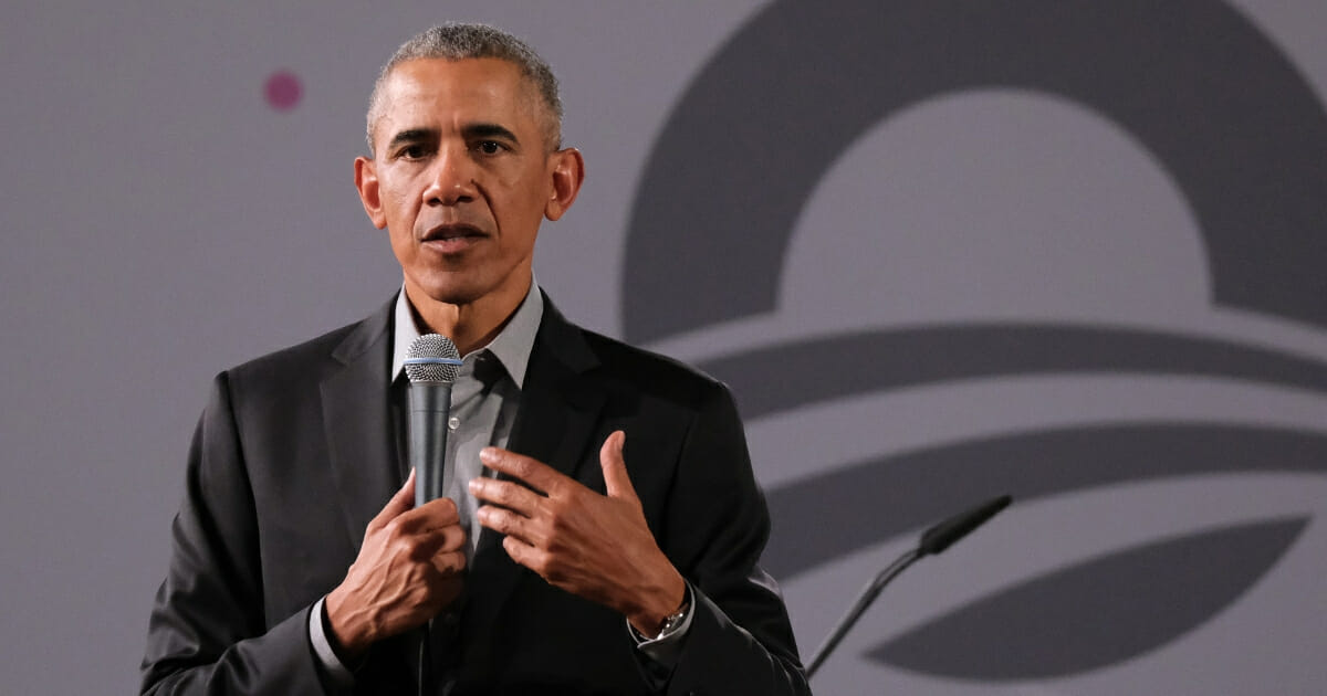 Former U.S. President Barack Obama speaks to young leaders from across Europe in a Town Hall-styled session on April 6, 2019, in Berlin, Germany.