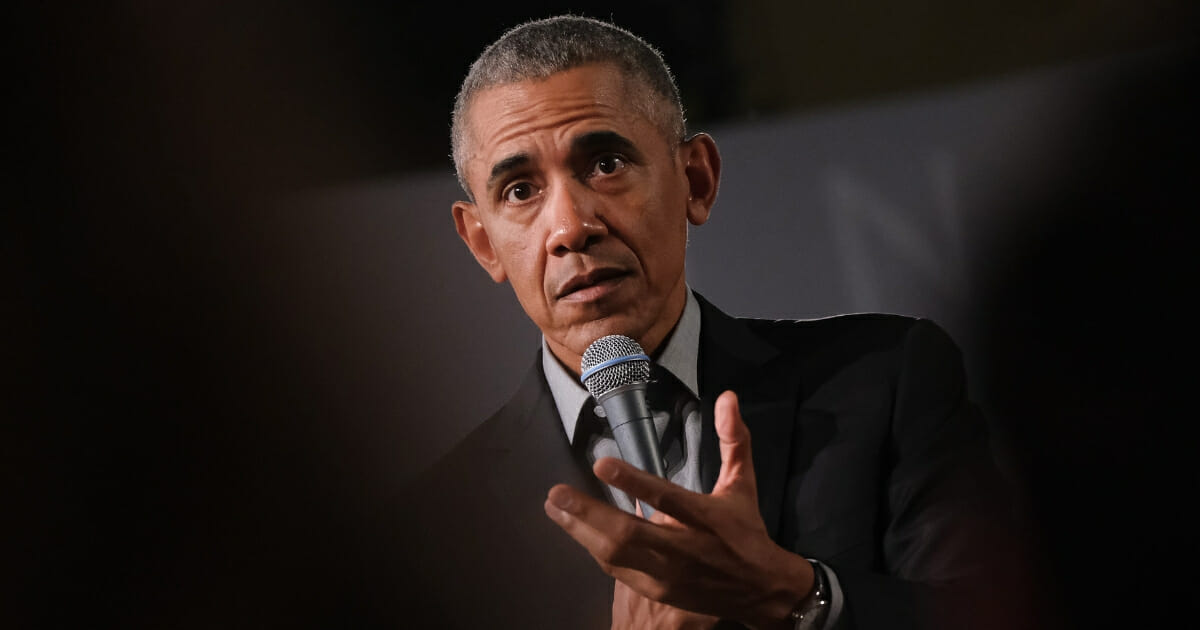 Barack Obama speaks to young leaders in a Town Hall-styled session on April 6, 2019, in Berlin, Germany.