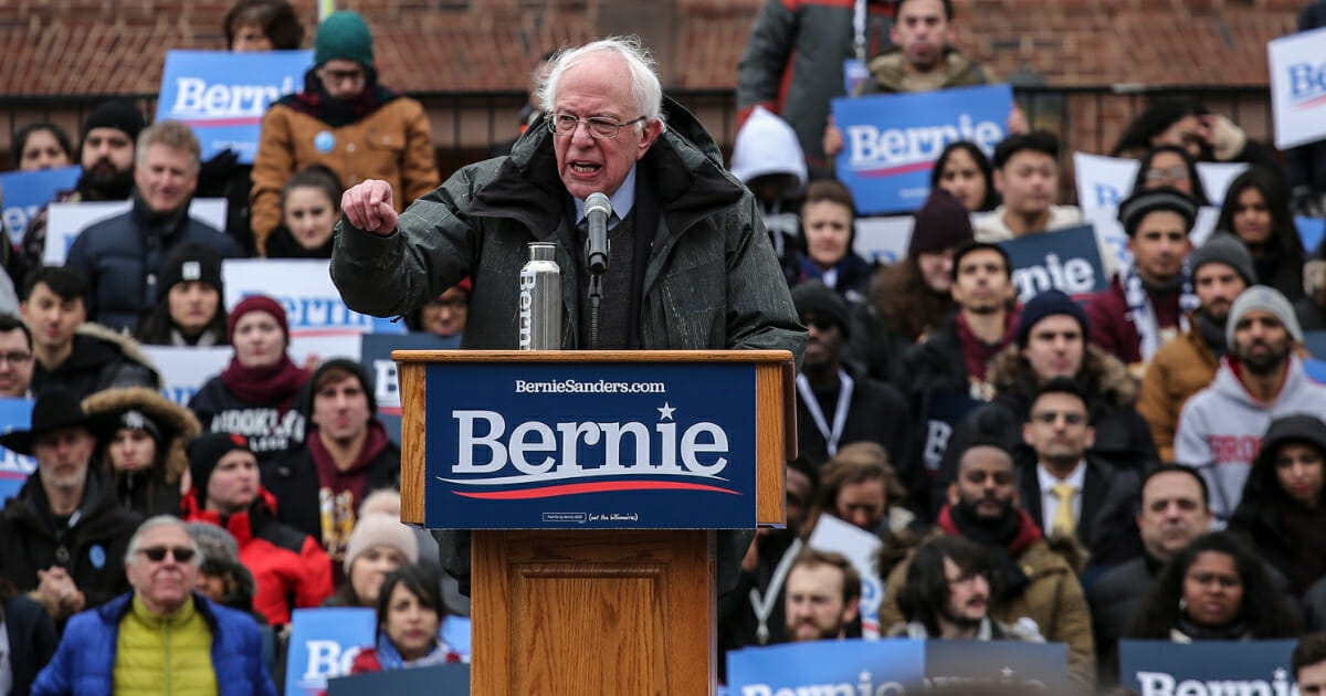 Democratic Presidential candidate U.S. Sen. Bernie Sanders (I-VT) holds his first presidential campaign rally at Brooklyn College on March 2, 2019, in Brooklyn, New York.