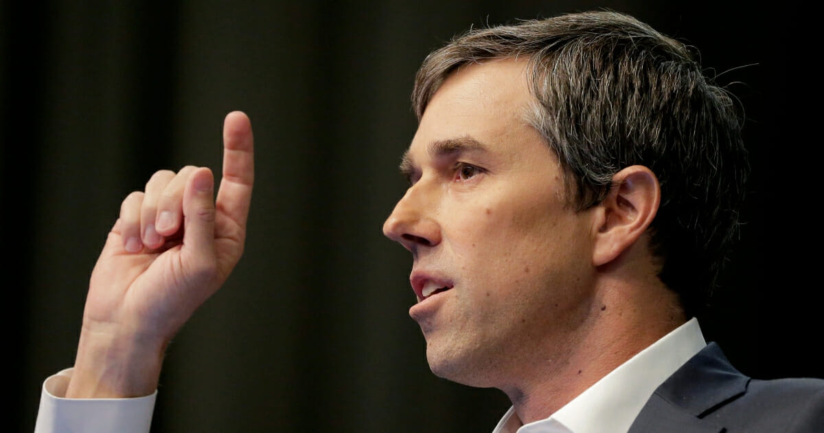Democratic presidential candidate and former Texas congressman Beto O'Rourke speaks during the National Action Network Convention in New York on Wednesday, April 3, 2019.