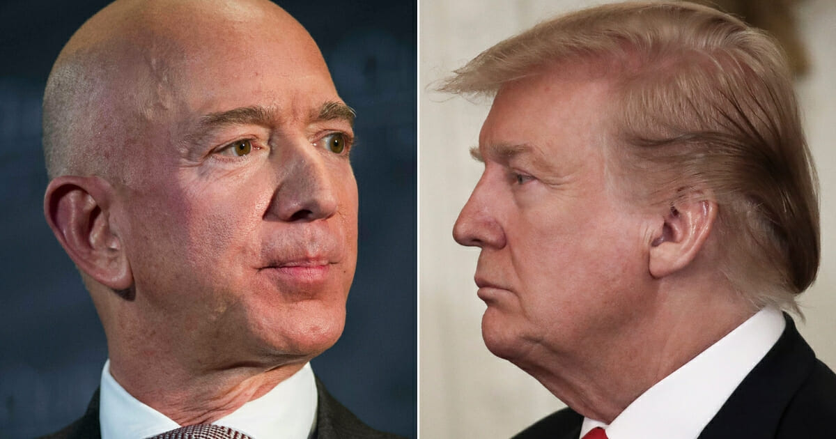 Amazon CEO Jeff Bezos; President Donald Trump