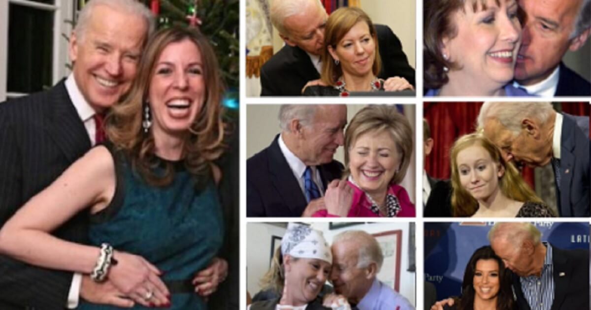 Numerous images of former Vice President Joe Biden getting very close to women and girls.