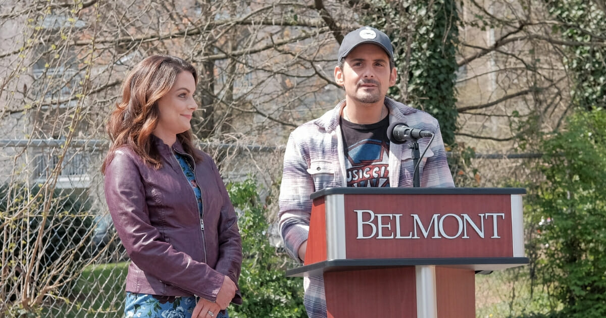 Kimberly Williams-Paisley and Brad Paisley break ground for grocery site 'The Store' on April 3, 2019, in Nashville, Tennessee.