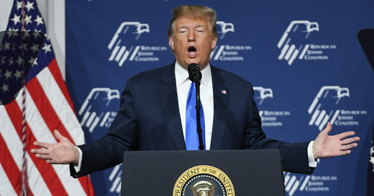 President Donald Trump speaks at The Venetian on April 6, 2019, in Las Vegas.