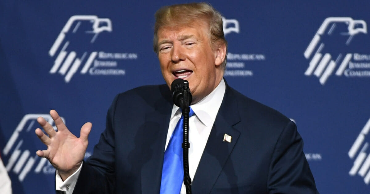 U.S. President Donald Trump speaks during the Republican Jewish Coalition's annual leadership meeting at The Venetian Las Vegas on April 6, 2019, in Las Vegas, Nevada.