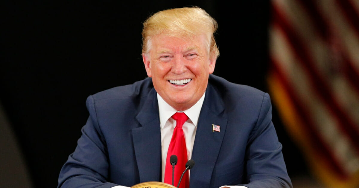 President Donald Trump speaks at a roundtable on the economy and tax reform at Nuss Trucking and Equipment on April 15, 2019, in Burnsville, Minnesota.