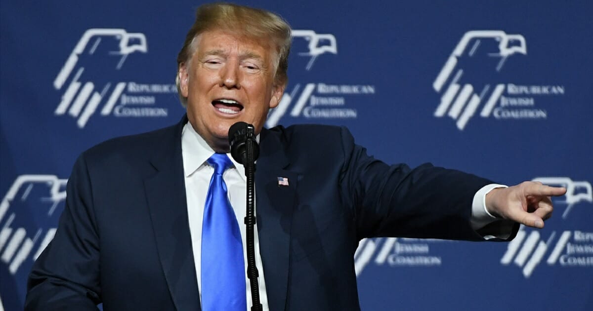 President Donald Trump gestures during an April 6 speech before the Republican Jewish Coalition at The Venetian resort in Las Vegas.
