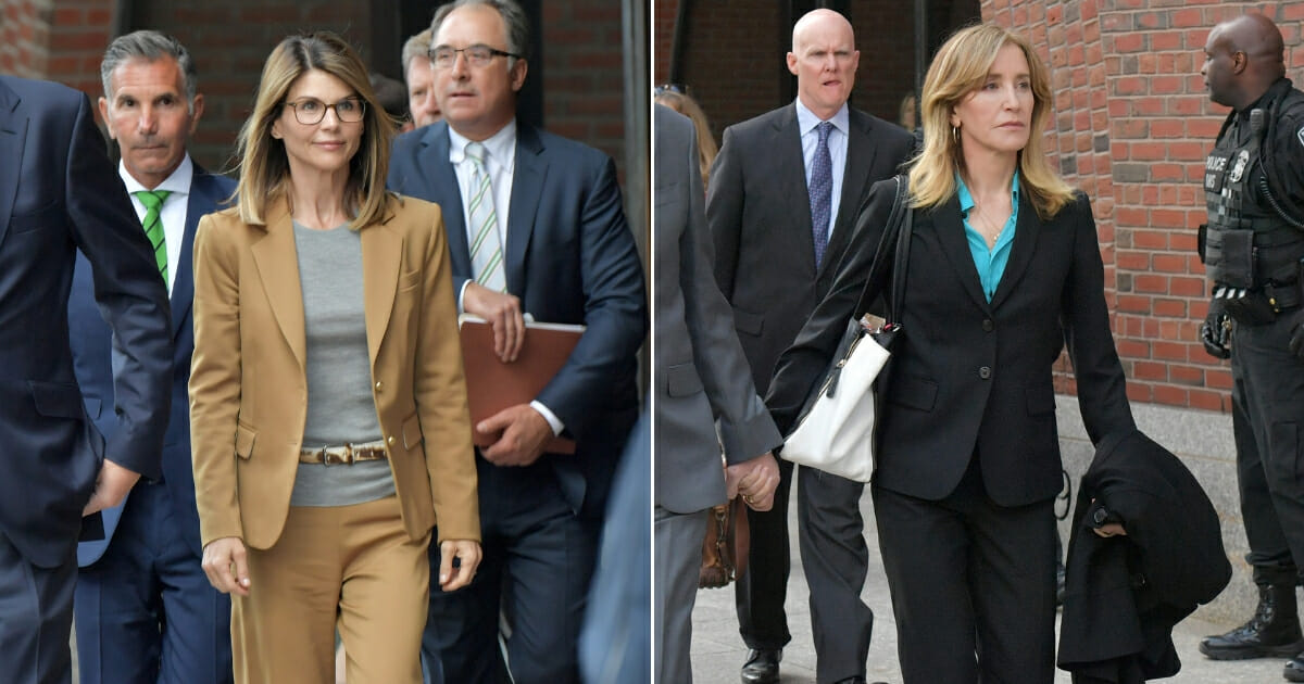 Lori Loughlin exits the John Joseph Moakley U.S. Courthouse; Felicity Huffman exits the John Joseph Moakley U.S. Courthouse.