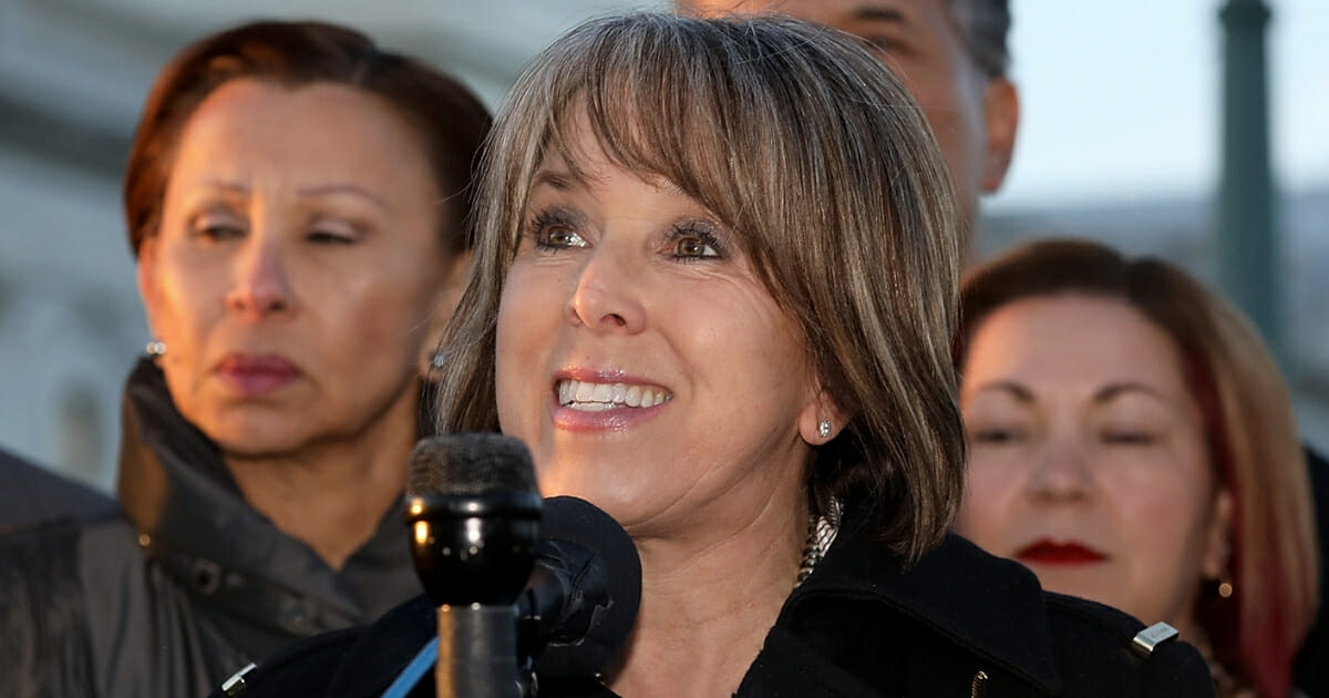 New Mexico Governor Michelle Lujan Grisham speaks outside the U.S. Capitol on March 5, 2018, in Washington, D.C.