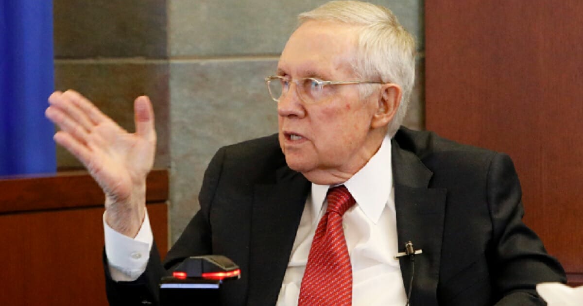 Former Senate Majority Leader Harry Reid testifies March 28 in his lawsuit against the maker of an exercise device Reid blamed for a fall in 2015 that cost him his vision in one eye.