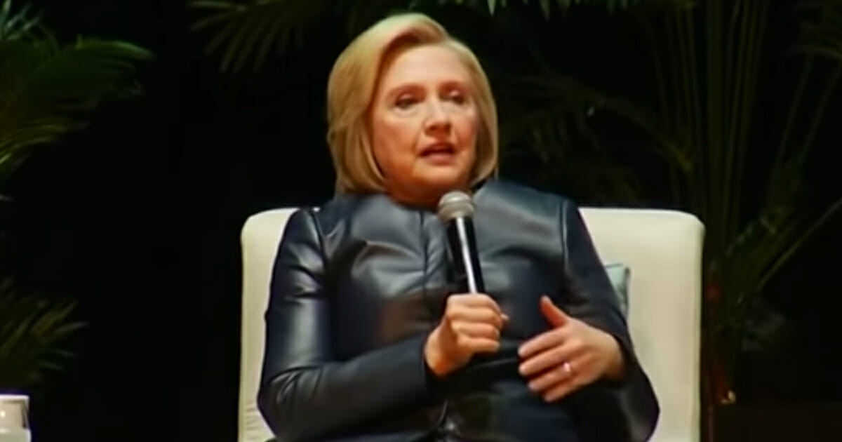 Hillary Clinton speaks on stage during "An Evening With The Clintons" in New York City on Thursday, April 11, 2019.