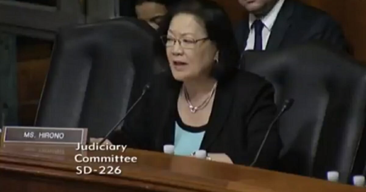 Hawaii Democratic Sen. Mazie Hirono addresses the Senate Judiciary Committee on Friday.