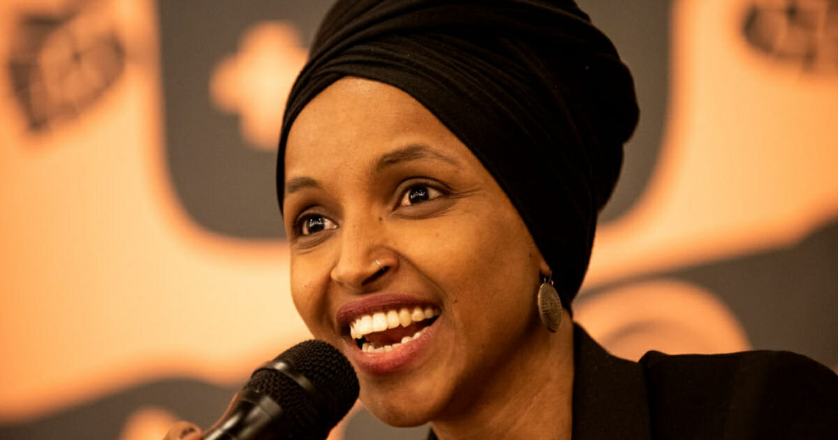 Rep. Ilhan Omar speaks during a town hall meeting April 24, 2019 in Minneapolis.