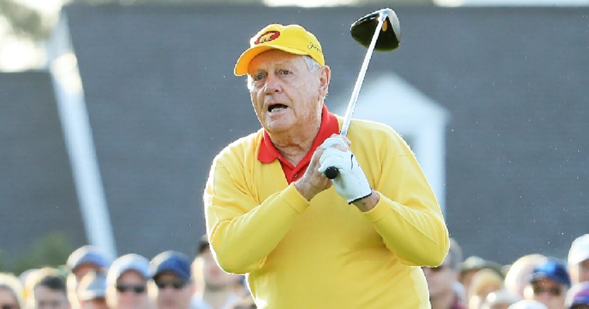 PGA legend Jack Nicklaus opens the Masters Tournament with a ceremonial tee shot on Thursday.