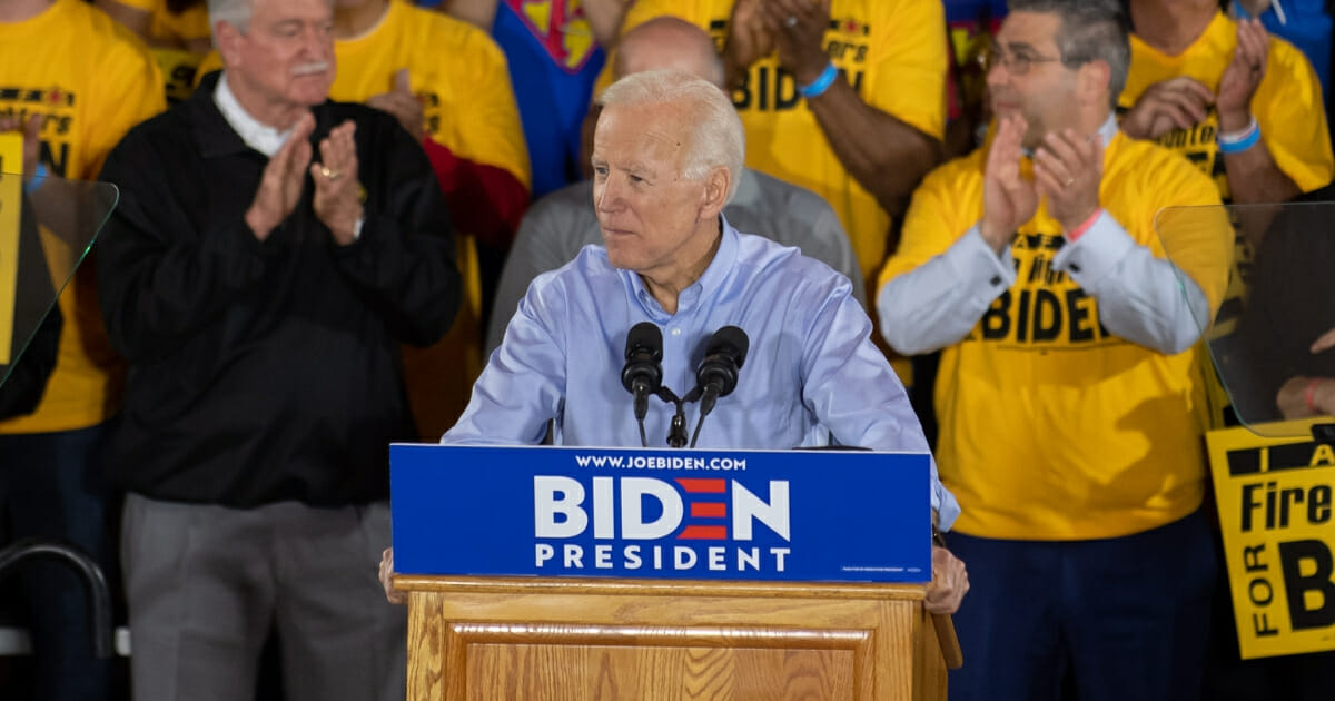 Former U.S. Vice President Joe Biden speaks at a campaign rally at Teamsters Local 249 Union Hall April 29, 2019, in Pittsburgh, Pennsylvania.
