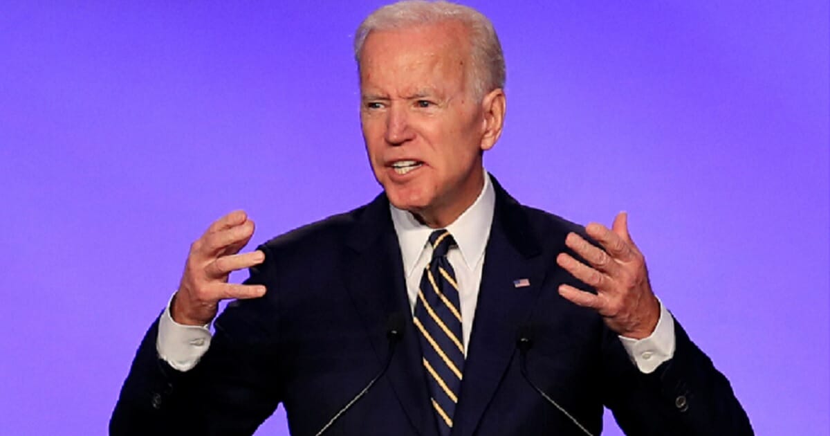 Former Vice President Joe Biden addresses the International Brotherhood of Electrical Workers conference Friday in Washington.