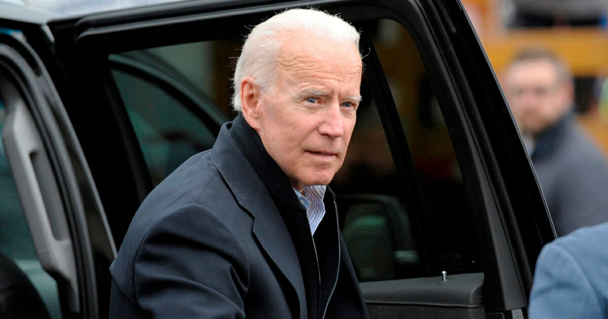 Former U.S. Vice President Joe Biden arrives at a rally organized by UFCW Union members to support Stop and Shop employees on strike throughout the region at the Stop and Shop in Dorchester, Massachusetts, on April 18, 2019.