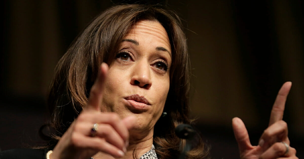 California Sen. Kamala Harris speaks during the National Action Network Convention in New York, Friday, April 5, 2019.