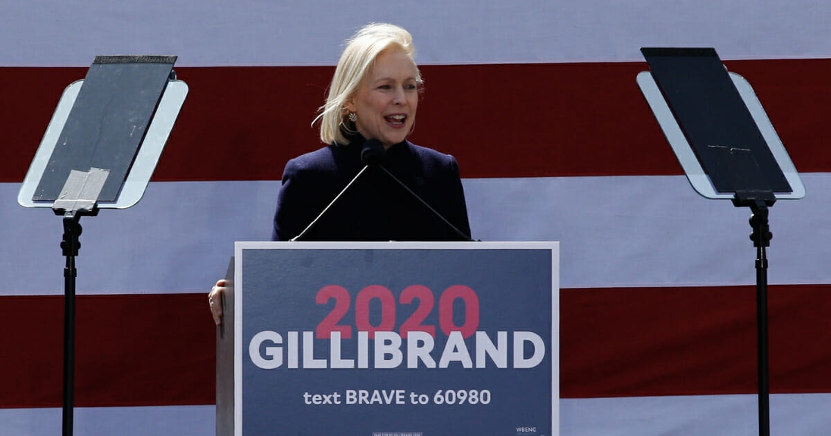 Democratic presidential candidate U.S. Sen. Kirsten Gillibrand speaks during a rally in front of Trump International Hotel & Tower on March 24, 2019, in New York City.