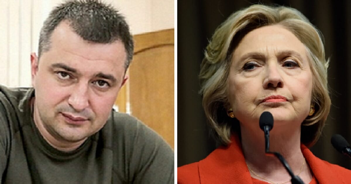Ukraine prosecutor Kostiantyn Kulyk, left; and Hillary Clinton, right.