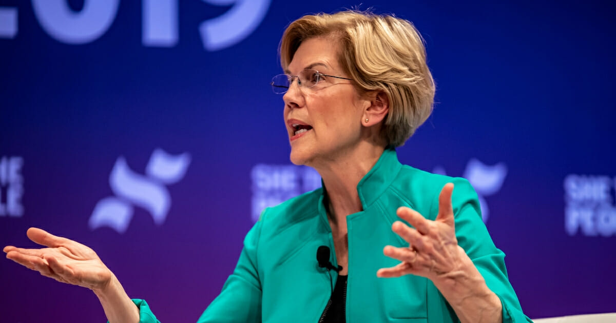 Democratic presidential candidate Sen. Elizabeth Warren speaks to a crowd at Texas Southern University on April 24, 2019, in Houston.