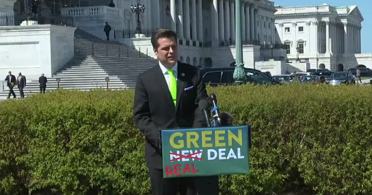 Rep. Matt Gaetz, R-Fla., unveiled his own version of the Green New Deal.