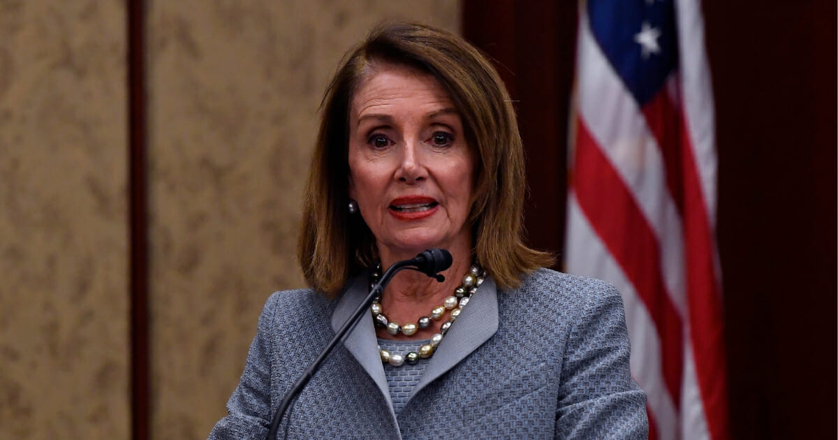 Speaker Nancy Pelosi (D-CA) speaks at the screening of TransMilitary on Capitol Hill at the U.S. Capitol Visitor Center at U.S. Capitol Visitor Center on April 3, 2019, in Washington, D.C.
