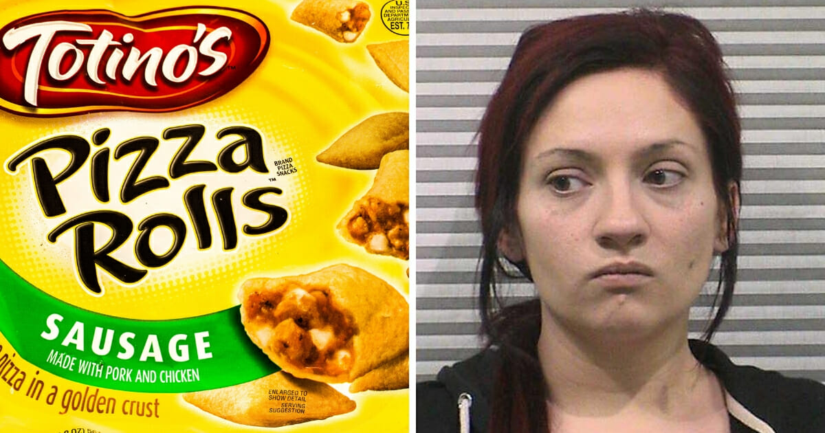 A bag of pizza rolls, left, and Kassie Tolman, right.