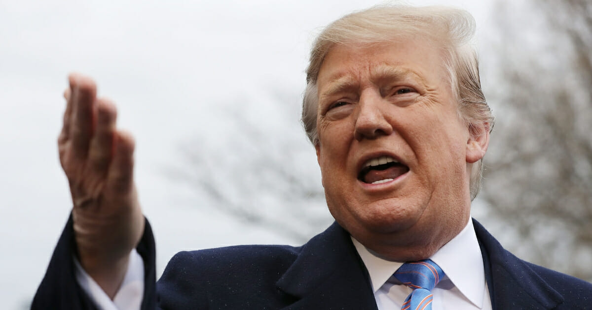 President Donald Trump talks to reporters as he leaves the White House on April 5, 2019, in Washington, D.C.