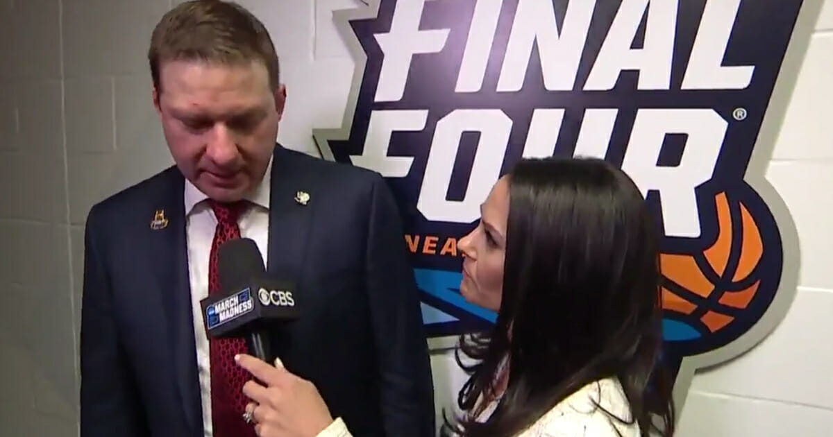 Texas Tech coach, Chris Beard is interviewed by CBS Sports' Tracy Wolfson after the game.