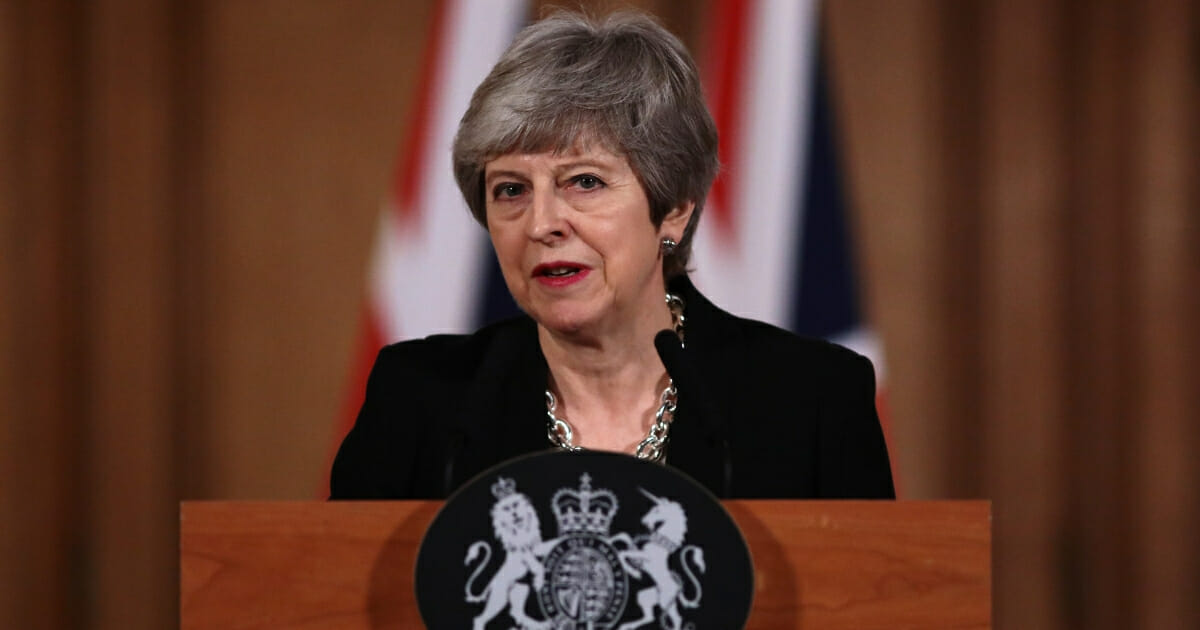 British Prime Minister Theresa May gives a press conference inside Downing Street on April 2, 2019, in London, England.
